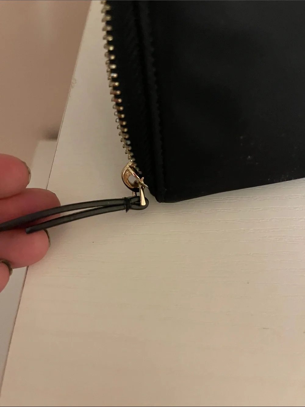 kate spade Black Zip Around Wallet with Gold Accent